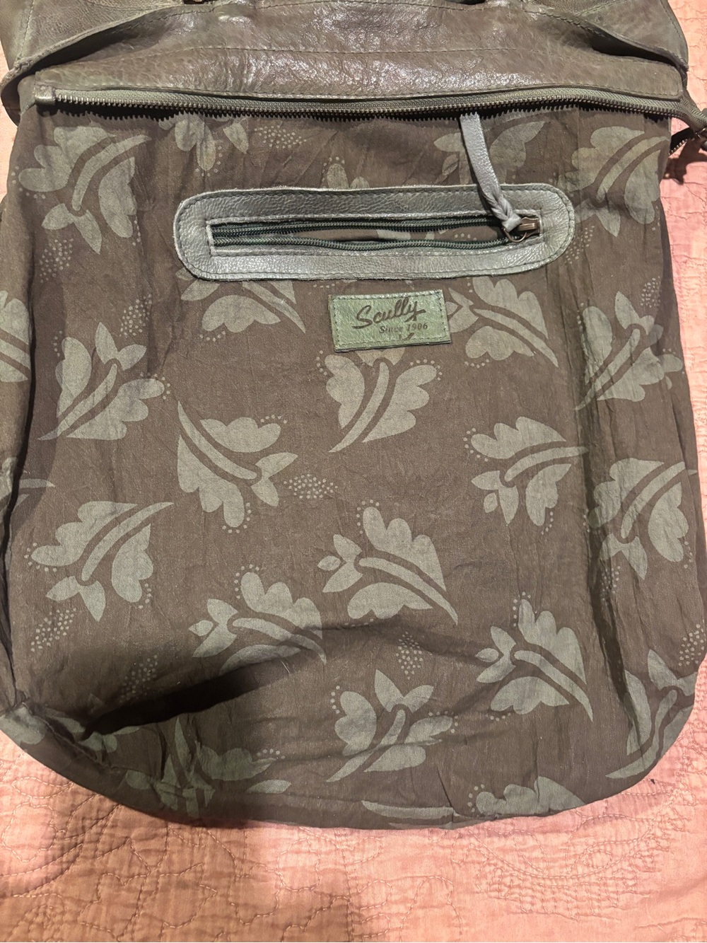 Hand-Tooled Floral Leather Tote Bag - Brown Olive SCULLY - Picture 8 of 8